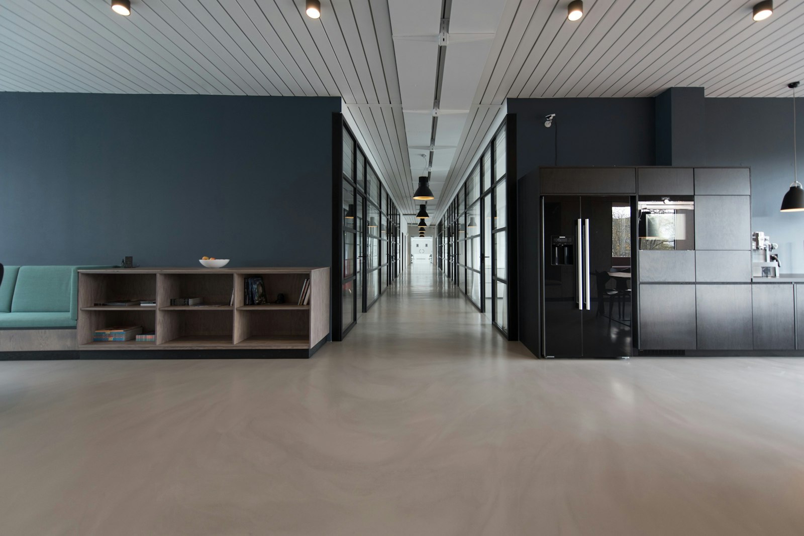 Modern office interior with desks and chairs